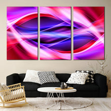 Load image into Gallery viewer, contemporary abstract canvas print purple red blue patterns triptych multi canvas bright colorful 3 piece wall art In Living Room
