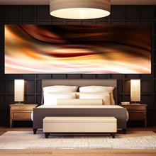 Load image into Gallery viewer, contemporary  abstract  canvas  print  yellow  abstract  waves  wall  art  beautiful  brown  modern  abstract  panorama  canvas For Bedroom
