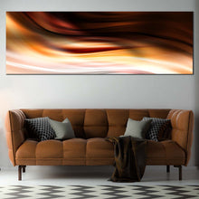 Load image into Gallery viewer, contemporary  abstract  canvas  print  yellow  abstract  waves  wall  art  beautiful  brown  modern  abstract  panorama  canvas In Living Room
