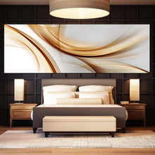 Load image into Gallery viewer, contemporary  abstract  canvas  wall  art  abstract  gold  wave  canvas  print  white  modern  abstract  patterns  panoramic  artwork For Bedroom
