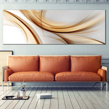 Load image into Gallery viewer, contemporary  abstract  canvas  wall  art  abstract  gold  wave  canvas  print  white  modern  abstract  patterns  panoramic  artwork For Living Room
