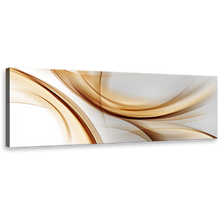 Load image into Gallery viewer, contemporary  abstract  canvas  wall  art  abstract  gold  wave  canvas  print  white  modern  abstract  patterns  panoramic  artwork
