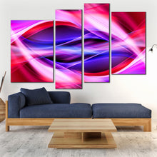 Load image into Gallery viewer, contemporary abstract canvas wall art bright colorful 4 piece canvas purple red blue patterns canvas print In Living Room
