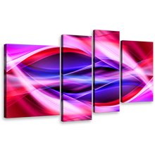 Load image into Gallery viewer, contemporary abstract canvas wall art bright colorful 4 piece canvas purple red blue patterns canvas print 
