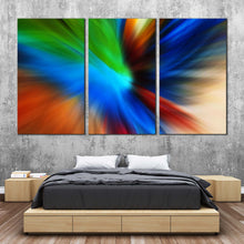 Load image into Gallery viewer, contemporary abstract wall art amazing blue orange modern triptych multi canvas abstract motion 3 piece canvas print for Bedroom
