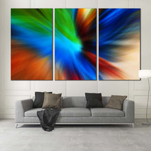 Load image into Gallery viewer, contemporary abstract wall art amazing blue orange modern triptych multi canvas abstract motion 3 piece canvas print for Living Room
