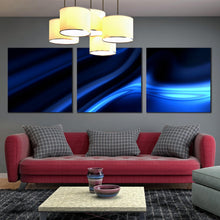 Load image into Gallery viewer, contemporary  abstract  wall  art  beautiful  black  motion  canvas  set  dark  bright  blue  3  piece  abstract  canvas  print In Living Room
