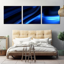 Load image into Gallery viewer, contemporary  abstract  wall  art  beautiful  black  motion  canvas  set  dark  bright  blue  3  piece  abstract  canvas  print For Bedroom
