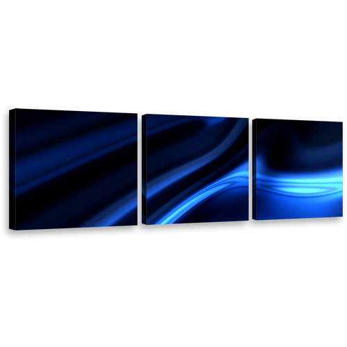 contemporary  abstract  wall  art  beautiful  black  motion  canvas  set  dark  bright  blue  3  piece  abstract  canvas  print