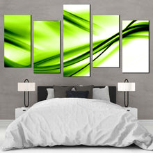 Load image into Gallery viewer, contemporary abstract wall art modern green abstract waves canvas print white abstract patterns 5 piece multi panel canvas for Bedroom
