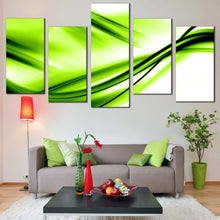 Load image into Gallery viewer, contemporary abstract wall art modern green abstract waves canvas print white abstract patterns 5 piece multi panel canvas for your Living Room
