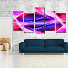 Load image into Gallery viewer, contemporary abstract wall art purple red blue patterns 5 piece canvas set bright colorful canvas print In Living Room
