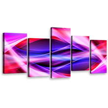 Load image into Gallery viewer, contemporary abstract wall art purple red blue patterns 5 piece canvas set bright colorful canvas print 
