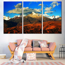 Load image into Gallery viewer, cordillera blanca canvas wall art snow covered mountain triptych canvas print In Living Room
