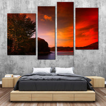 Load image into Gallery viewer, dramatic clouds canvas print evening red cloudy sky 4 piece canvas wall art for your Bedroom
