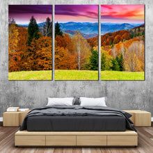 Load image into Gallery viewer, dramatic purple cloudy sky landscape canvas wall art nature scenery 3 piece canvas print for Bedroom
