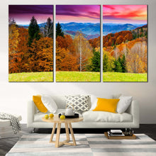 Load image into Gallery viewer, dramatic purple cloudy sky landscape canvas wall art nature scenery 3 piece canvas print for Living Room
