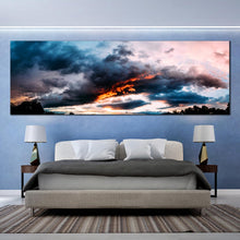 Load image into Gallery viewer, dramatic  sky  abstract  canvas  print  blue  orange  sunset      gray  clouds  1  piece  wall  art  for  bedroom
