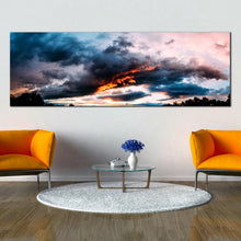 Load image into Gallery viewer, dramatic  sky  abstract  canvas  print  blue  orange  sunset      gray  clouds  1  piece  wall  art In Living Room
