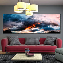 Load image into Gallery viewer, dramatic  sky  abstract  canvas  print  blue  orange  sunset      gray  clouds  1  piece  wall  art  for Living Room
