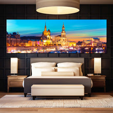 Load image into Gallery viewer, dresden  s  golden  dawn  wall  art  panoramic  canvas  of  elbe  river  embankment  at  sunrise  canvas  print  for  bedroom
