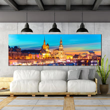 Load image into Gallery viewer, dresden  s  golden  dawn  wall  art  panoramic  canvas  of  elbe  river  embankment  at  sunrise  canvas  print  for Living Room
