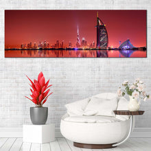 Load image into Gallery viewer, dubai  reflection  canvas  print  united  arab  emirates  dubai  skyline  1  piece  canvas  wall  art In Living Room
