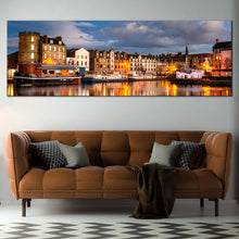 Load image into Gallery viewer, edinburgh  canal  canvas  wall  art  leith  city  reflection  panoramic  canvas  print  for Living Room
