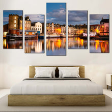 Load image into Gallery viewer, edinburgh harbors 5 piece canvas print scotland houses multi canvas wall art for Bedroom
