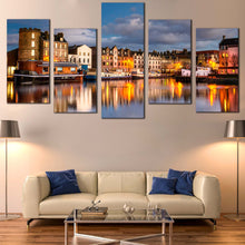 Load image into Gallery viewer, edinburgh harbors 5 piece canvas print scotland houses multi canvas wall art for Living Room
