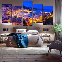 Load image into Gallery viewer, explore the beauty of port hercules with 5 piece canvas print blue monte carlo artwork for your walls canvas wall art for Bedroom
