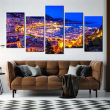 Load image into Gallery viewer, explore the beauty of port hercules with 5 piece canvas print blue monte carlo artwork for your walls canvas wall art In Living Room
