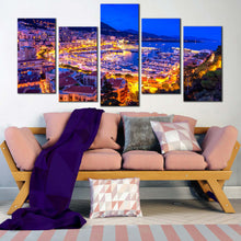 Load image into Gallery viewer, explore the beauty of port hercules with 5 piece canvas print blue monte carlo artwork for your walls canvas wall art for Your Living Room
