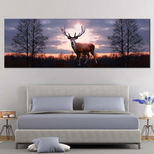 Load image into Gallery viewer, fallow  deer  grey  sky  forest  wildlife  1  piece  canvas  wall  art  orange  sunset  animal  land  canvas  print  for  bedroom
