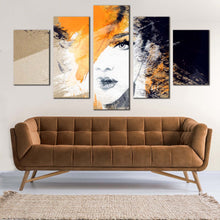 Load image into Gallery viewer, fashion illustration 5 piece canvas orange woman abstract For Living Room
