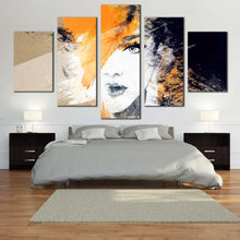 Load image into Gallery viewer, fashion illustration 5 piece canvas orange woman abstract For Bedroom
