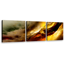 Load image into Gallery viewer, fractal  abstract  canvas  print  white  clouds  3  piece  wall  art  yellow  modern  abstract  triptych
