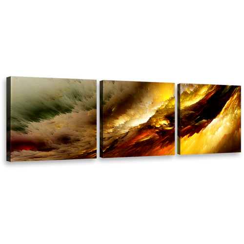 fractal  abstract  canvas  print  white  clouds  3  piece  wall  art  yellow  modern  abstract  triptych