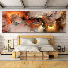 Load image into Gallery viewer, fractal  abstract  wall  art  orange  white  smoke  texture  abstract  canvas  print  embossed  fractal  panorama  canvas For Bedroom
