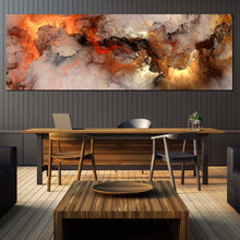 Load image into Gallery viewer, fractal  abstract  wall  art  orange  white  smoke  texture  abstract  canvas  print  embossed  fractal  panorama  canvas In Dinning Room
