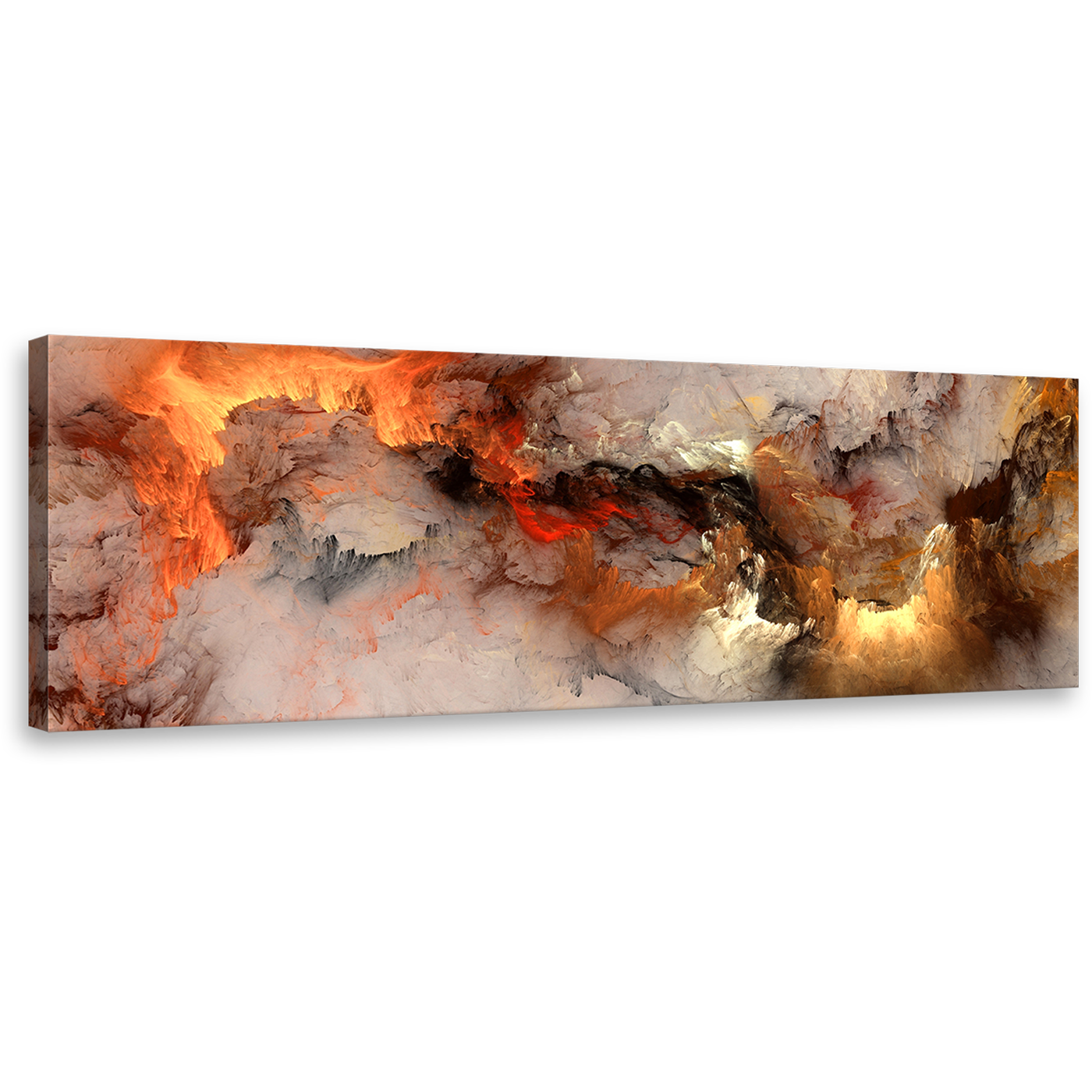 fractal  abstract  wall  art  orange  white  smoke  texture  abstract  canvas  print  embossed  fractal  panorama  canvas