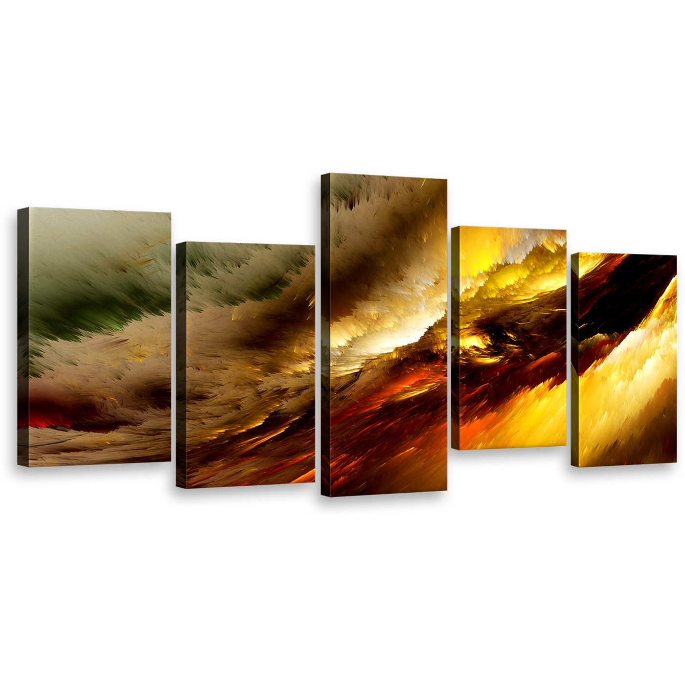 fractal white clouds wall art yellow modern abstract 5 piece canvas print for 