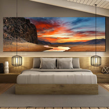 Load image into Gallery viewer, gobi  desert  sunrise  canvas  wall  art  orange  sky  landscape  triptych  canvas  print  for  bedroom
