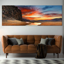 Load image into Gallery viewer, gobi  desert  sunrise  canvas  wall  art  orange  sky  landscape  triptych  canvas  print  for Living Room
