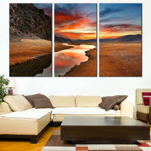 Load image into Gallery viewer, gobi desert sunrise canvas wall art orange sky landscape triptych canvas print for Living Room
