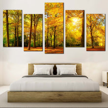 Load image into Gallery viewer, golden autumn landscape canvas wall art yellow trees basking in the radiant glow of the sun canvas print for Bedroom
