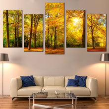 Load image into Gallery viewer, golden autumn landscape canvas wall art yellow trees basking in the radiant glow of the sun canvas print for your Living Room
