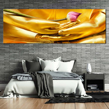 Load image into Gallery viewer, golden  buddha  canvas  print  serene  meditation  1  piece  wall  art  yellow  lord  buddha  canvas  artwork  for  bedroom
