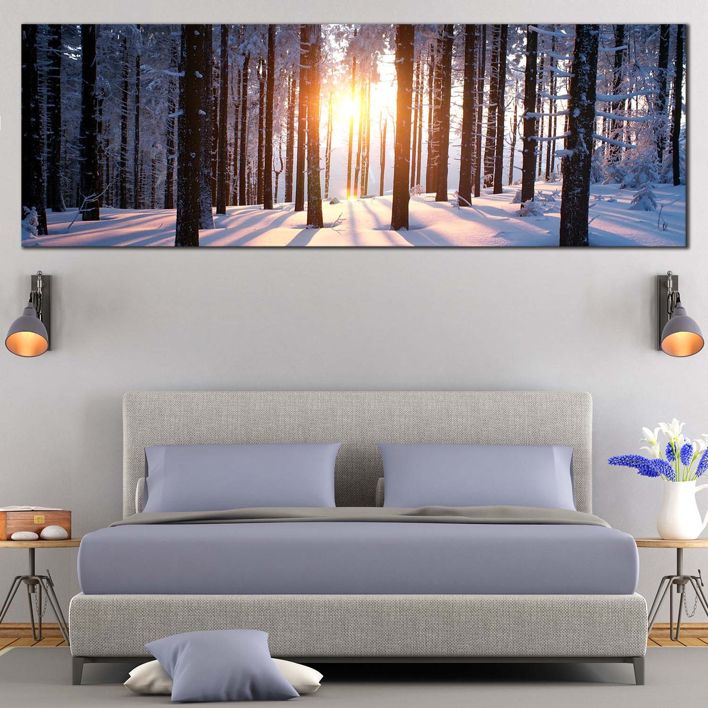 golden  hour  retreat  yellow  sunset  between  trees  wide  canvas For bedroom