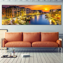 Load image into Gallery viewer, grand  canal  canvas  wall  art  orange  sunset  sky  panoramic  view  canvas  print  for  bedroom For Living Room
